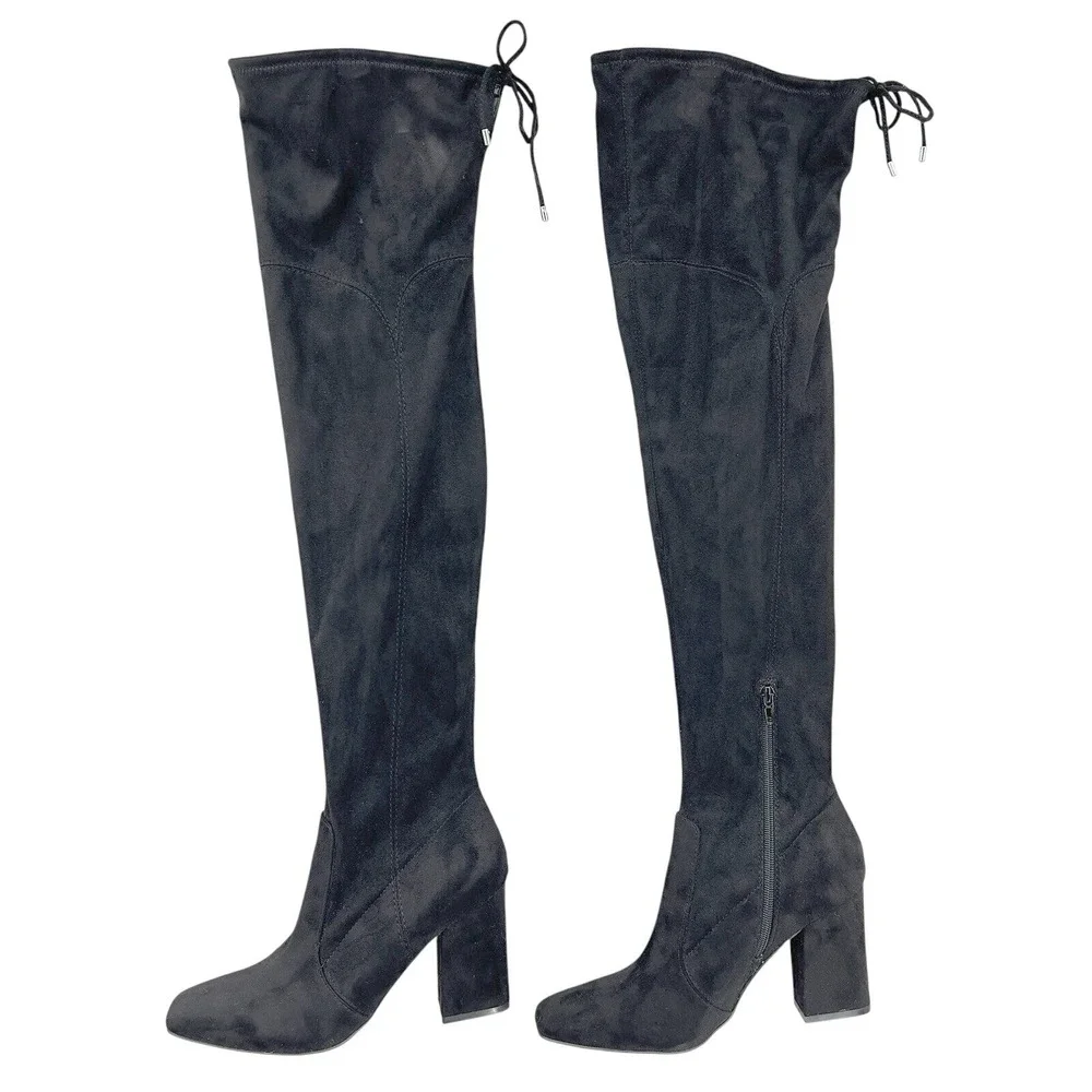 Unisa Unquesia Over-The-Knee Black Faux Suede Boots Women's 9 Tall Side Zipper